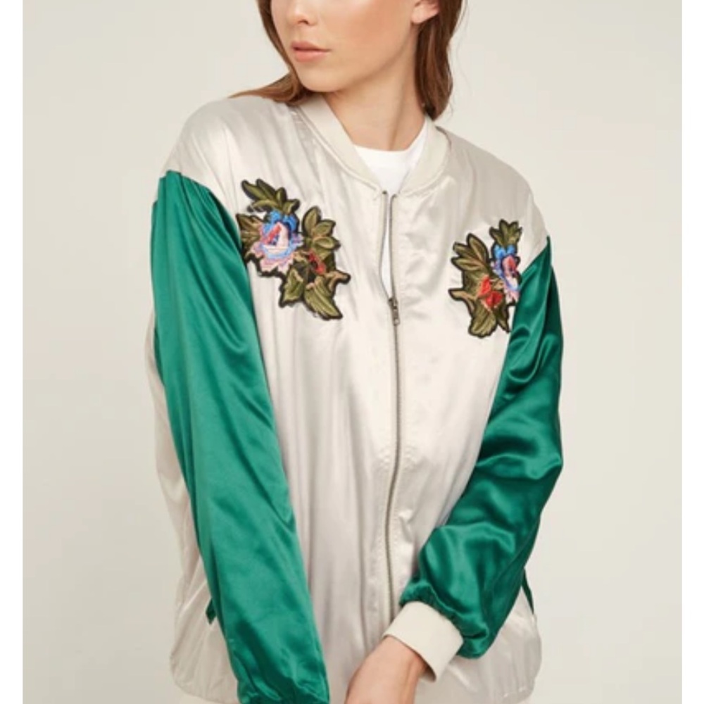 Hayden Green and Cream Bomber Jacket - Picture 14 of 14